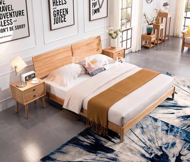 European Replica Furniture Oak Solid Wood Simple King Size Bed Alibaba