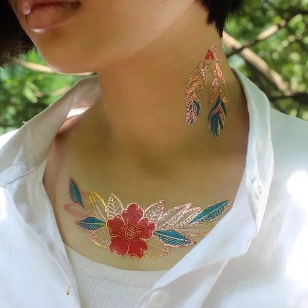 Jewel temporary gold tattoo, Custom temporary gold tattoo, fake tattoo