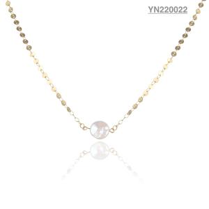 China Stainless Steel Shell Pendant Jewelry White Round Pearl Pendant Necklace wholesale