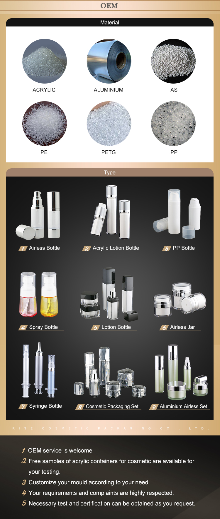 Oval Shape Acrylic Cosmetics Logo Printing Service Two-Chamber Chamber Container