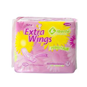 China Extra Wings Ladies Sanitary Napkins 250mm Mesh Surface Wood Pulp Paper wholesale