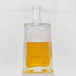 High White Glass Material 750ml Beer Bottle Engraved Square Spirits Glass for