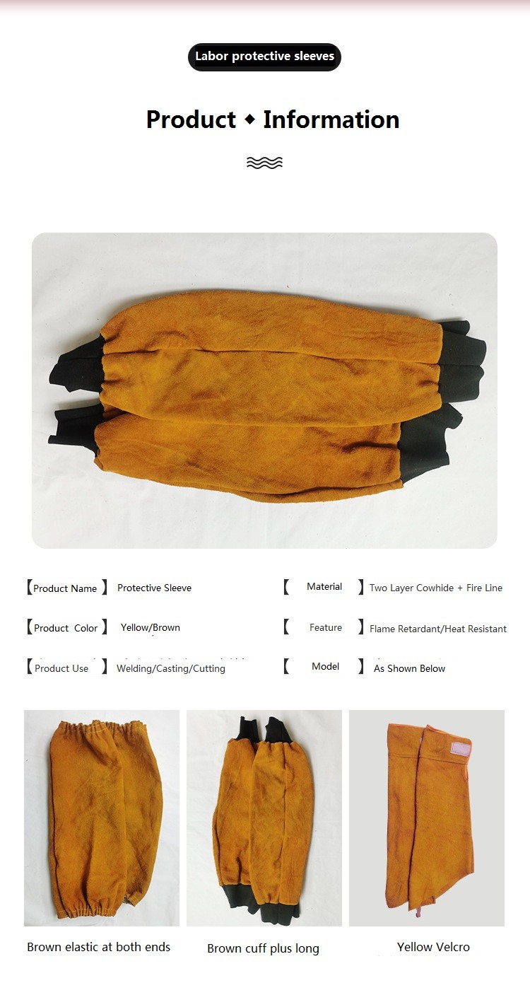 Cowhide lengthening electric welding welder welding high temperature flame retardant labor protection sleeve