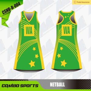 China Custom Sublimation 175gsm Netball A Line Dress With Side Panels wholesale