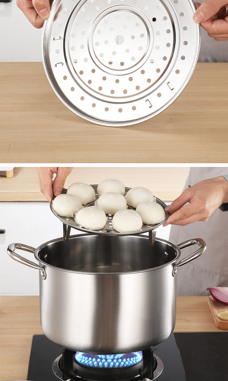 Kitchen Hot Fashion Silver Cooking Soup Pot 410 Stainless Steel Steamer Pot Induction Stock Pot With Glass Lid