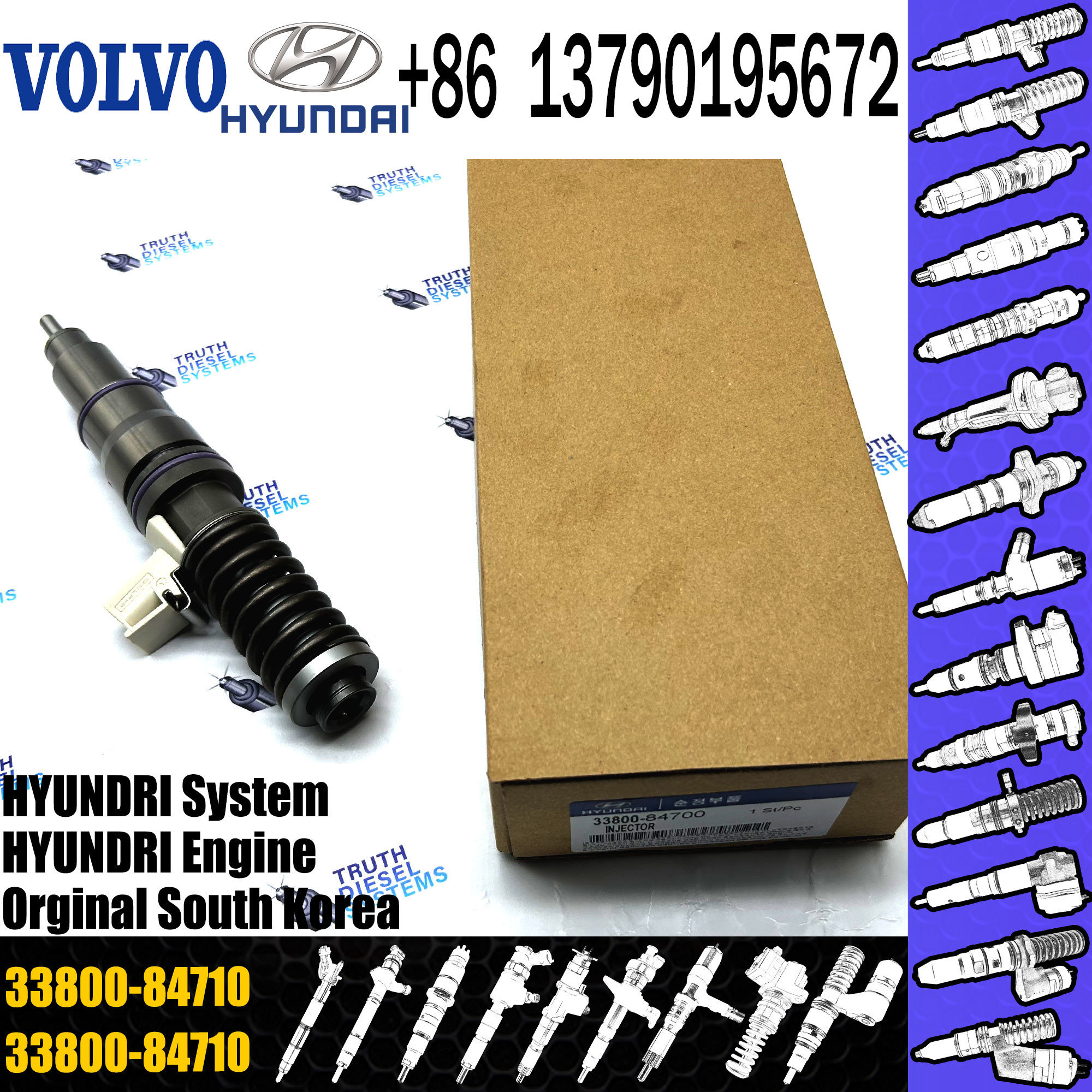 Diesel Engine Parts 33800-84710 Electronic Unit Common Rail Fuel Injector BEBE4L01102 For Diesel Engine