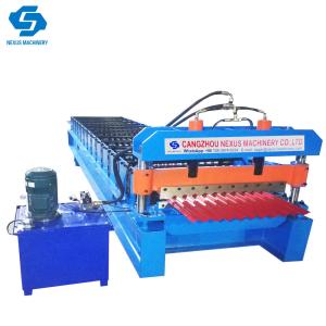 China Corrugated Sheet Roof Forming Machine Red Color Steel Roofing Production Line wholesale