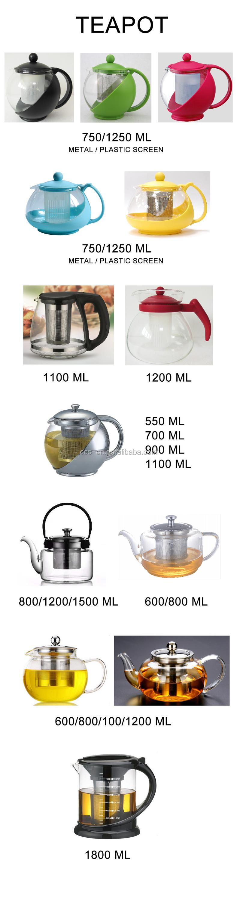 600ml High Borosilicate Glass Stainless Steel 304 Filter Screen Glass Coffee Pot Glass Teapot With Infuser