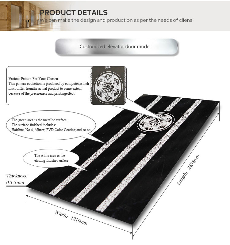 Cold Rolled 304 316SS Elevator Decorative Sheet Metal Panels 1219 x 2438mm