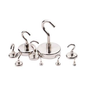 China Nickel Coating Neodymium Hook Magnet NdFeB Pot Metal Magnetic Hooks wholesale