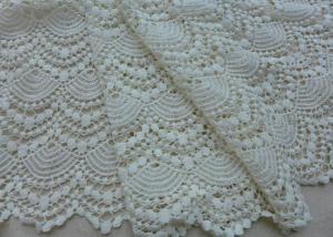 China Vintage French Crocheted Cotton Lace Fabric Scalloped Edge Hollow Out Ivory Dots wholesale