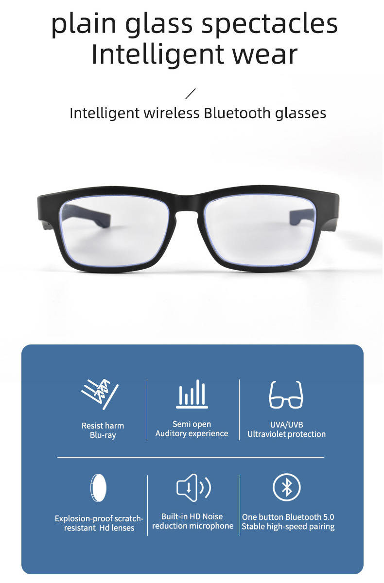 HSP HFP Bluetooth Earphone Sunglasses Noise Reduction With Microphone