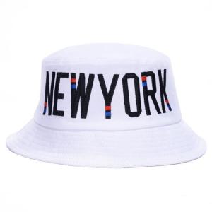 China Embroidery New York Style Fisherman Bucket Hat 100% Polyester Fabric wholesale