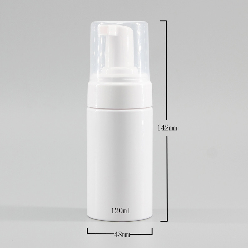 White PET Cosmetic Bottle Cylinder Foam Facial Cleanser Bottle 120ml