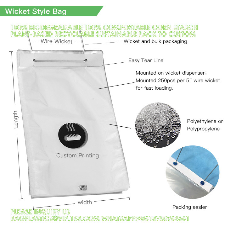 Biodegradable Recycle Food Bag For Packaging BOPP CPP PE Plastic Wicket Bags With Gusset Cellophane Bag