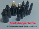 Black 10, Ml 15ml 20ml 30ml 50ml empty round black shiny Glass Essential Oil
