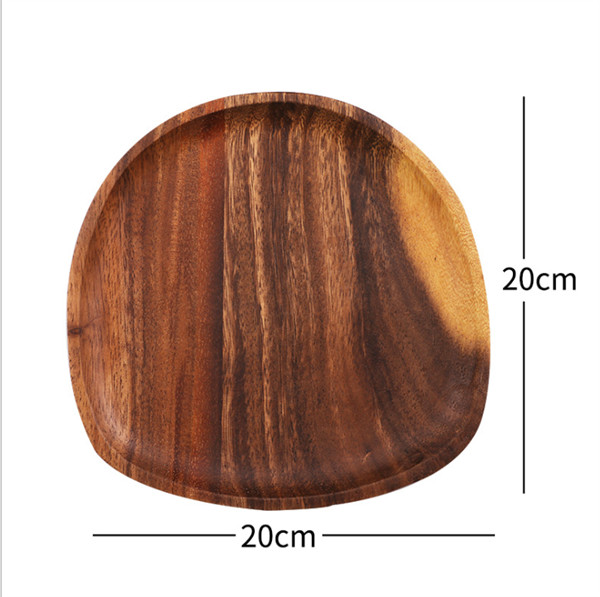 Irregular Oval Wooden Serving Plates Fruit Acacia Wood Serving Tray Customized