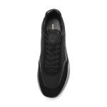 ODM Black Euro 39 Size Mens Leather Sneakers Anti Skid Lace Up