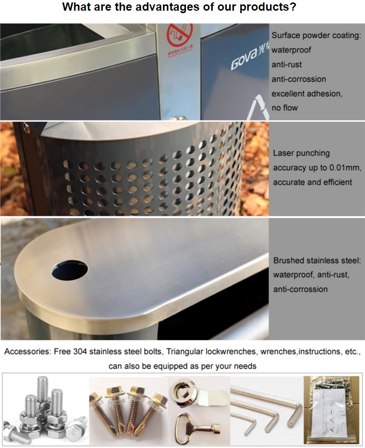 Powder Coated Iron 45L Outside Garbage Containers