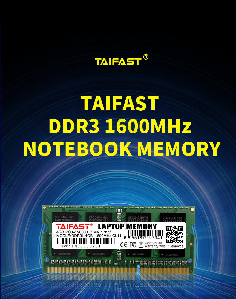 1.35V 2GB Laptop DDR3 Memory Ram 1600mhz 240pin So Dimm Taifast