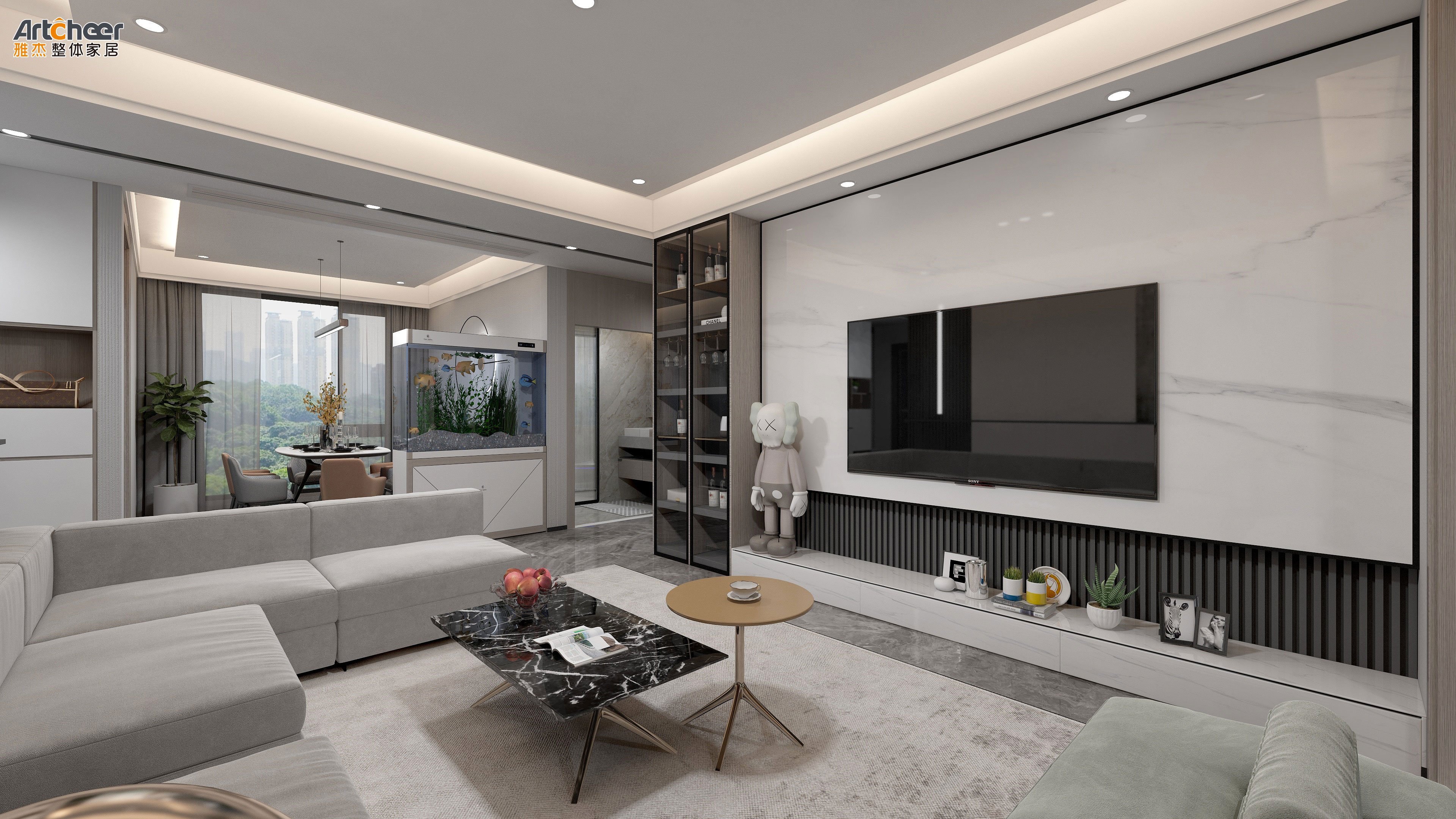 Customized Size Modern Design 85 Inch Wood Tv Stand Wall Unit for Living Room Furniture