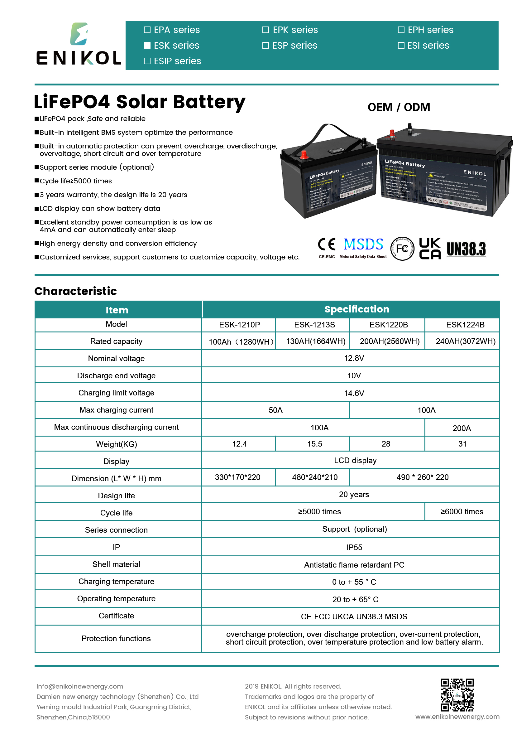 12V EV Marine Lithium Ion Battery 100ah 130ah 200ah BMS For Solar Energy Storage