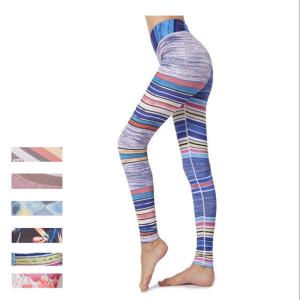 China Multicolor Moisture Wicking Workout Patterned Yoga Pants Rainbow Color Polyester Spandex wholesale