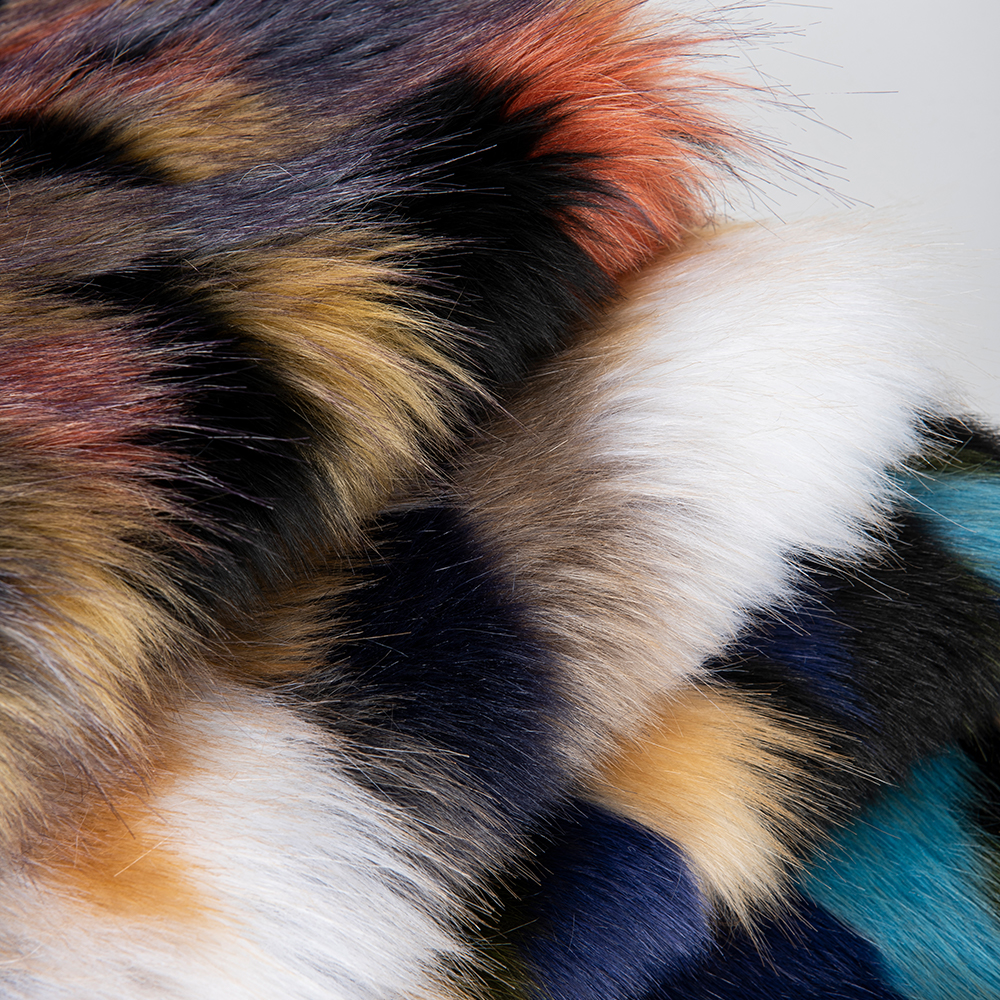 Multicolored Jacquard Artificial Fur Fabric for Sexy Beauty Clothing and Winter Wear