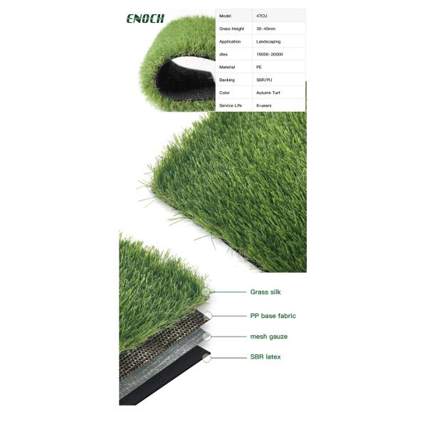 Durable Garden Artificial Turf Drainage Holes 7000-15000D Dtex PP Packaging