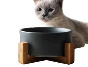 China 15.5*7cm Ceramics Bamboo Shelf Pet Food Dispenser wholesale