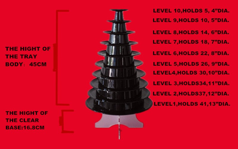 Retail online order 10 tier macaron tower stand for display with Acrylic base