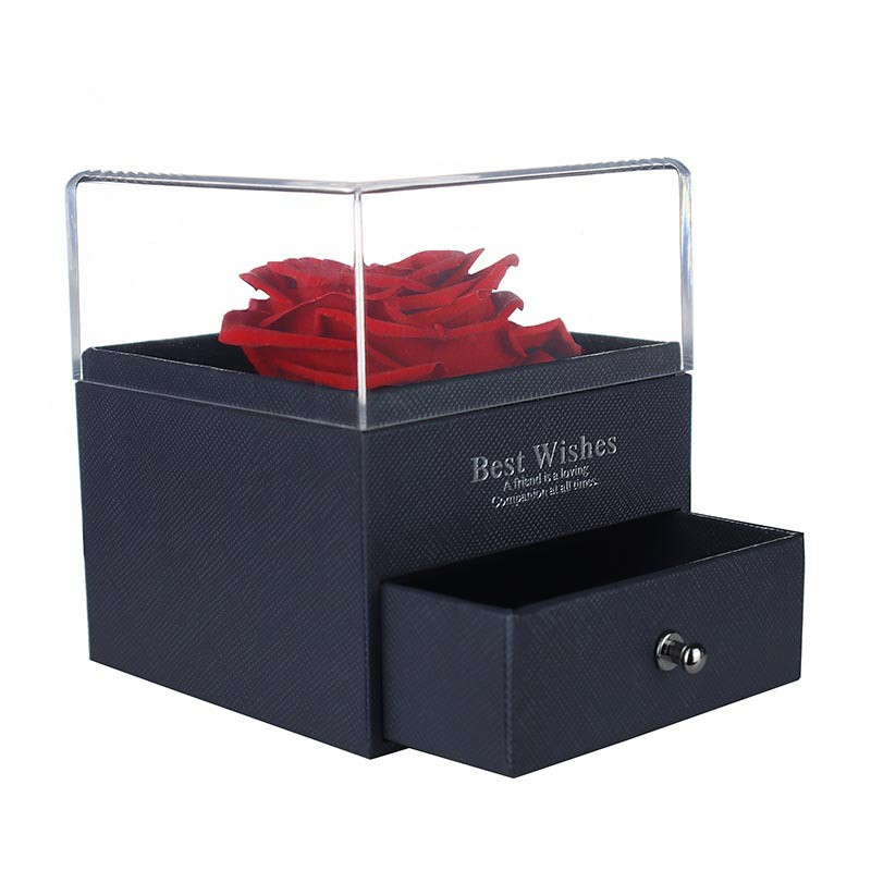 Amazon Hot Selling Real Preserved Roses Jewelry Gift Boxes eternal rose jewel case forever rose gift for wife