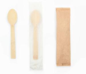 China 17cm Compostable Bamboo Spoon Biodegradable Disposable Spoon With Kraft Paper Bag wholesale