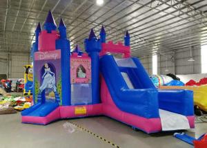 China Disney Pink Princess Inflatable Bouncers With Slide 3 Years Warranty wholesale