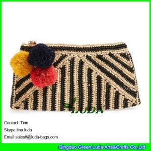 China LUDA wholesale handbags fashion raffia bags striped straw women clutch wholesale