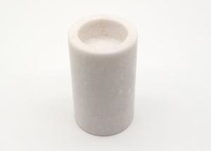 China Polished White Marble Candle Holders Round Cylinder Durable Heat Resistant wholesale