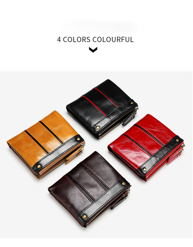 Vintage Style Minibook Men's Wallet with Zipper Closure and Hasp Closure 11.5*10.5*3cm