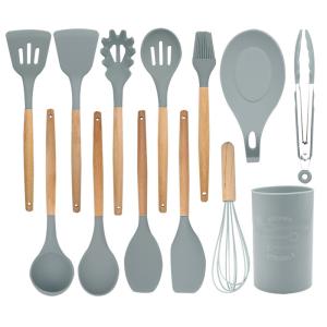 China Non Toxic Silicone Spatula Wooden Handles Kitchen Utensils Set wholesale