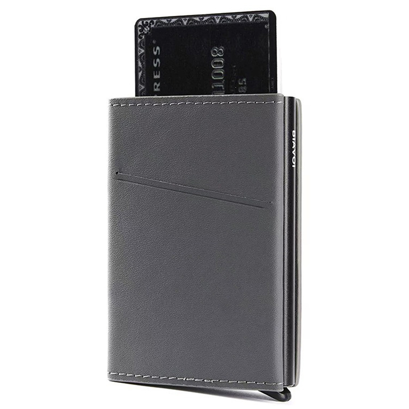 Minimalist Design RFID Blocking Leather Pop Up Wallet for Safe Credit Card Storage