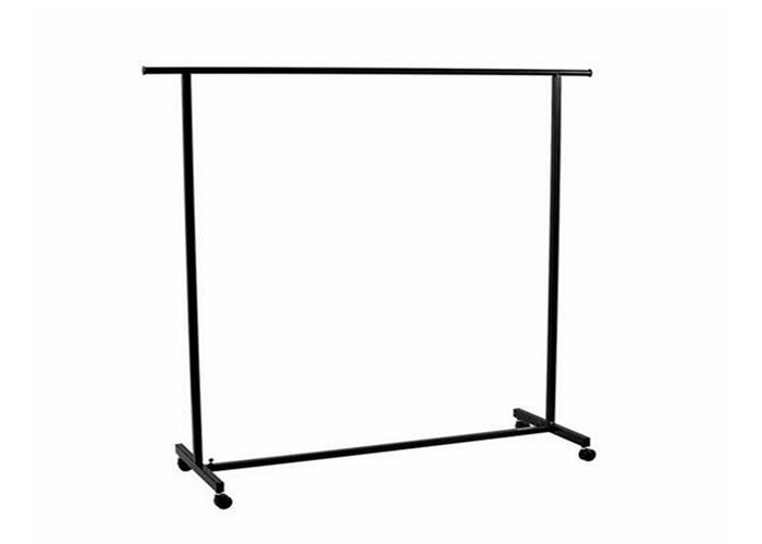 Island Style Clothing Display Rack With Metal Power Coated And Wooden Shelf