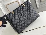 Large Chanel Lychee Leather Caviar Grand Shopping Tote GST Bag