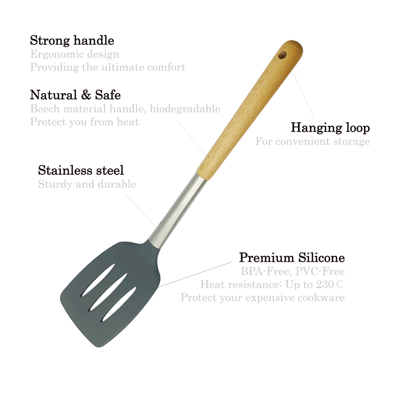 Non Fading Spatula Kitchen Tools , Non - Stick Silicone Spatula Spoon Set