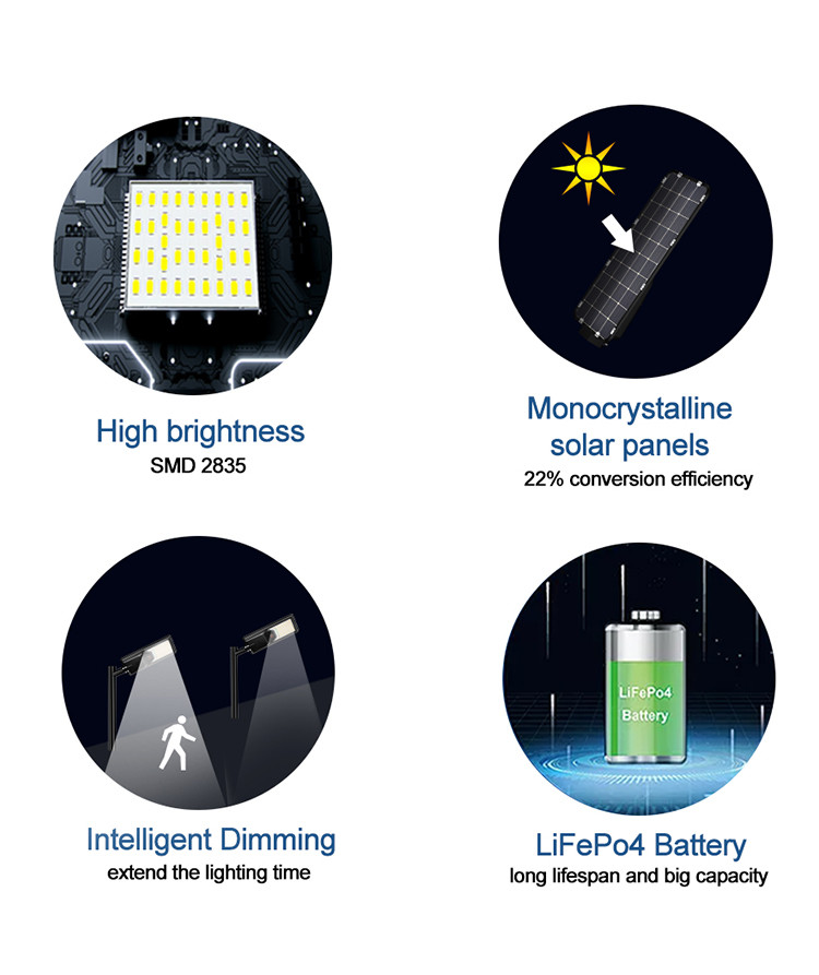 Streetlight Ip65 Outdoor Waterproof Solar Light 400w Integrated All In One Led Solar Street Light Displayable battery