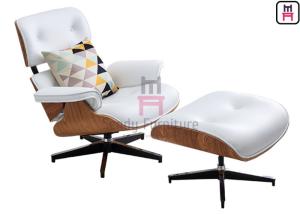 China 5 Spoke Base 0.4cbm Swivel Leather Armchair With Footrest wholesale