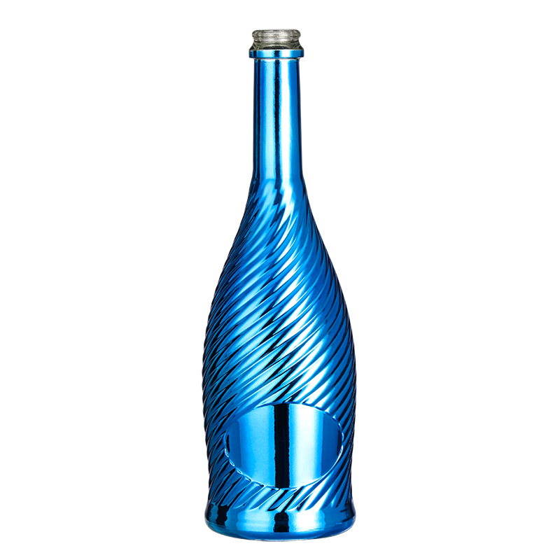 Collar Glass Bottle for Spirits Vodka Gin Champagne Liquor 750ml Electroplated Gold