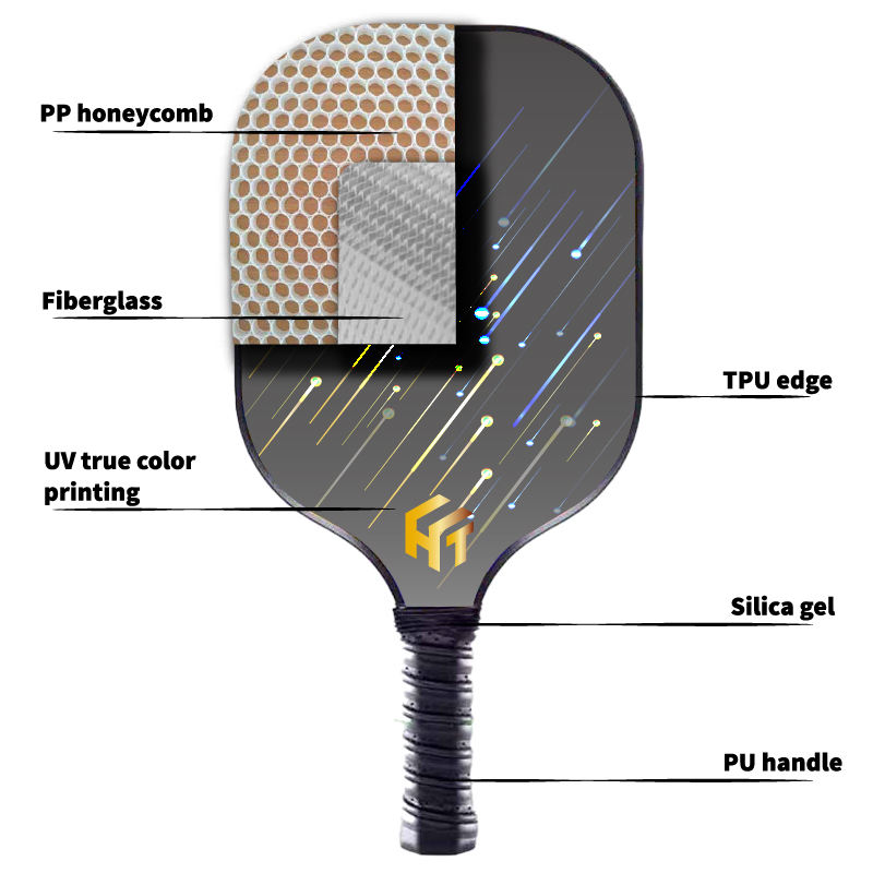 Fiberglass Professional Pickleball Paddle with TPU Edge and High Rebound 40*19.8*1.4cm