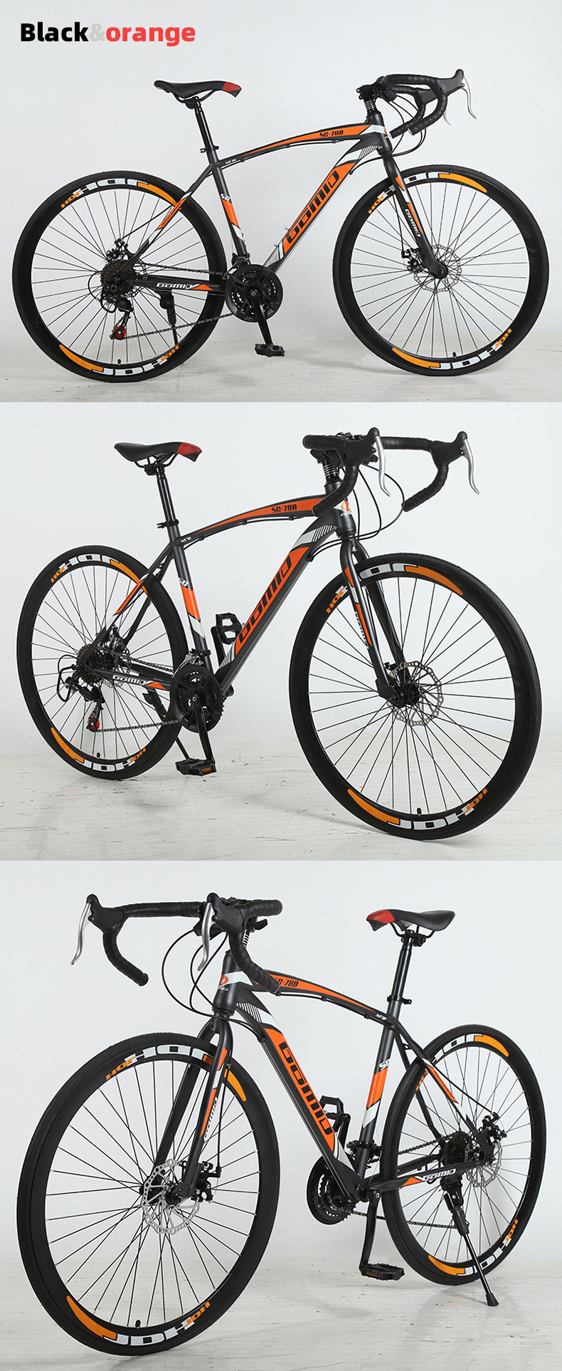 Customizable 26'' Steel Carbon Frame Mountainbike Bicycle 700C Road Bike with F/V Tires and Carton Size 135*19*72cm