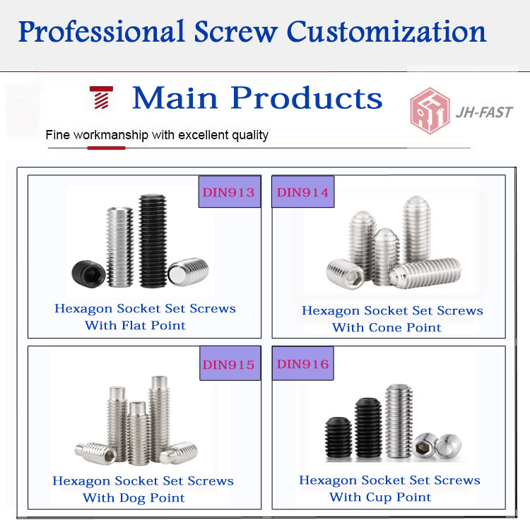 Metric Measurement System SS304 Headless Hexagon Socket Set Screws Passivated Finish