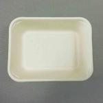 Biodegradable 7.5x6 Inch Bagasse Meal Tray,Unbleached Natural Color Plant Fiber