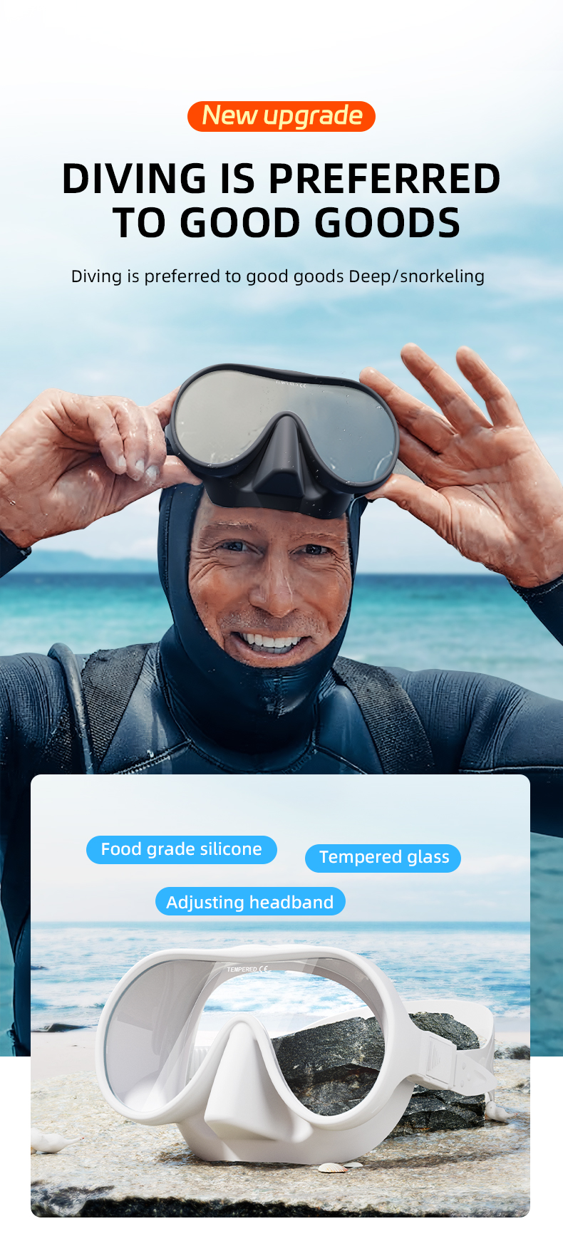 Customized Adult Snorkel Mask Single Lens Scuba Diving Mask Eco Friendly
